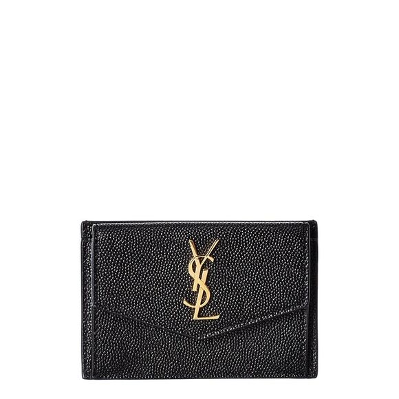 Saint Laurent Uptown Leather Card Case Black